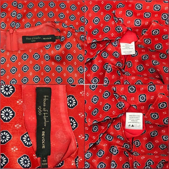 House of Harlow 1960 x Revolve Satin Red Geo Tile Delphine Mini Dress - Picture 12 of 16